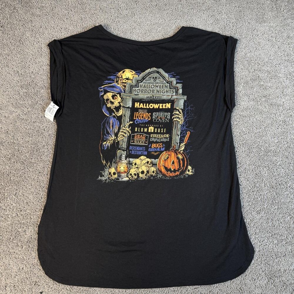Halloween Horror Nights HHN Shirt Womens 2XL Black Halloween 2022 Tunic NWT